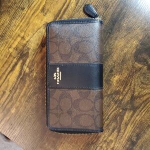 Coach Signature Brown and Black Wallet
